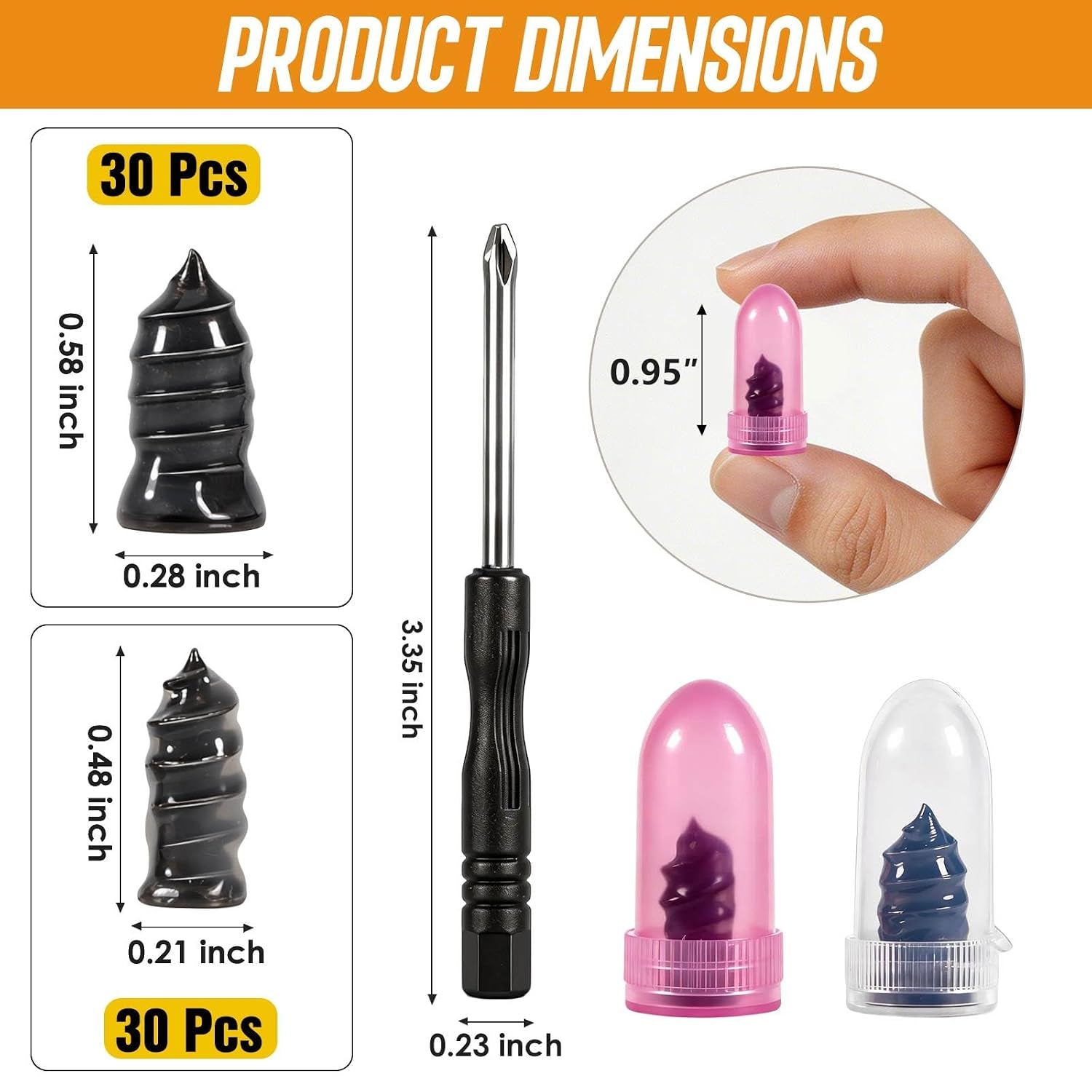 61 PCS Tire Repair Rubber Nail, Vacuum Tire Repair Kits Spiral Rubber Nails, Tire Screw Plug Fast Tool Self Service Tire Repair Nail for Car, Motorcycle, Truck, Tractor Tire Puncture Repair | Tire Repair Plugs Kit for Car, Motorcycle, Truck, Tractor No Glue Needed – Spiral Rubber Nails for Permanent Puncture Repair