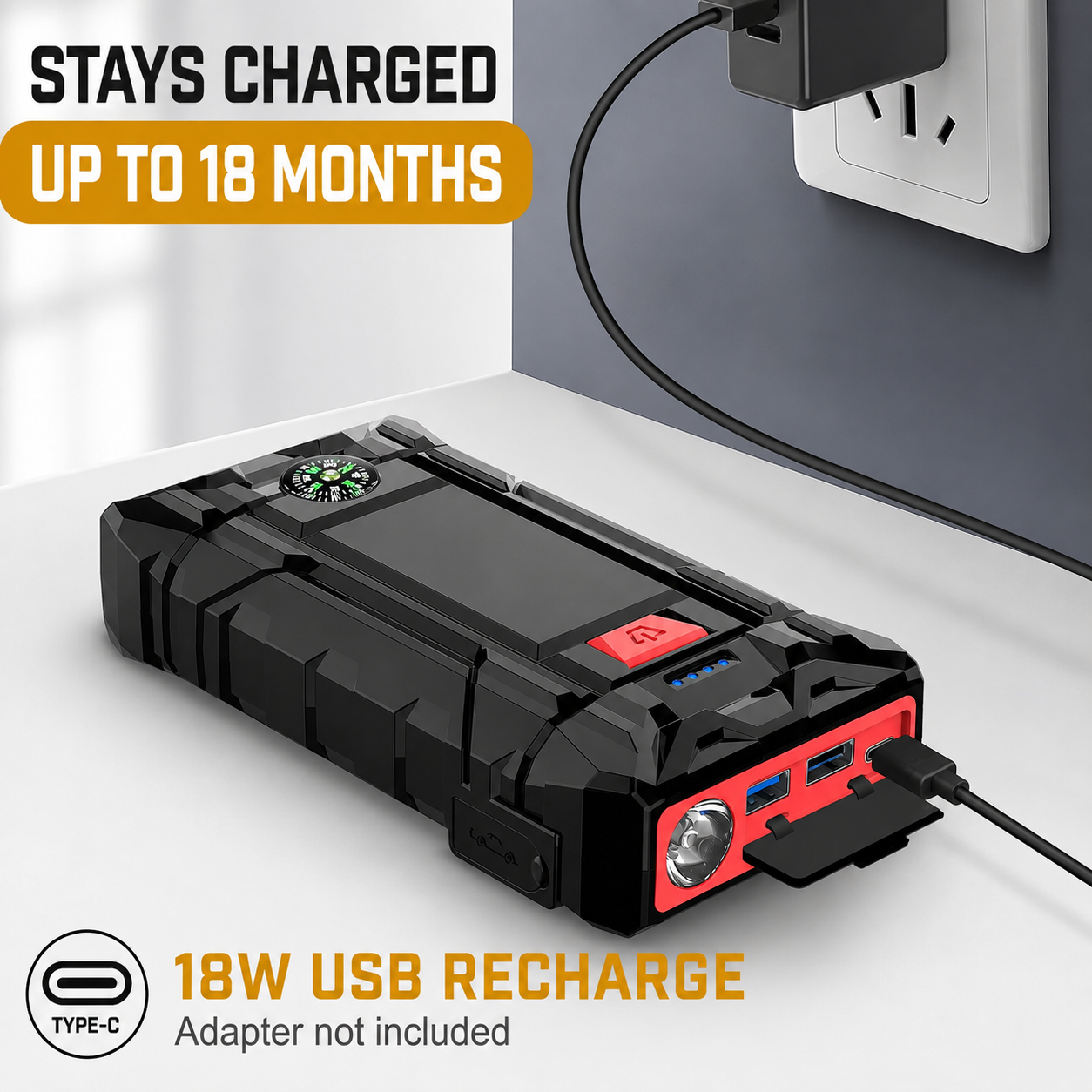 8000A 12V Car Battery Jump Starter – Portable Jump Box