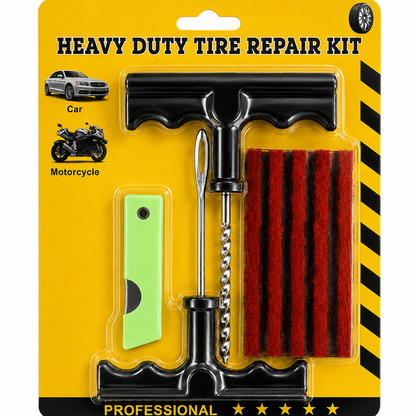 14-Piece Emergency Flat Tire Repair Kit for Cars & Motorcycles
