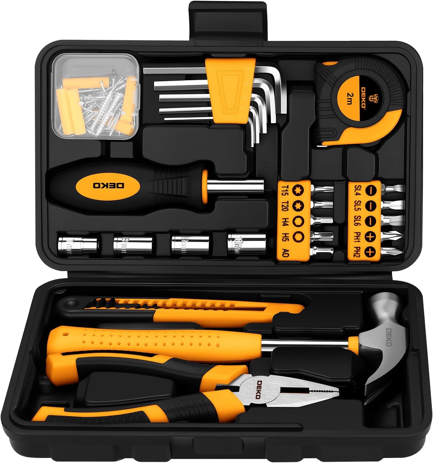 94 Piece Tool Set Household DIY Tool Kit for Men with Storage Toolbox, Small Basic Hand Tool Box Set for Home Repair, DIY, Apartment, Office, Orange
