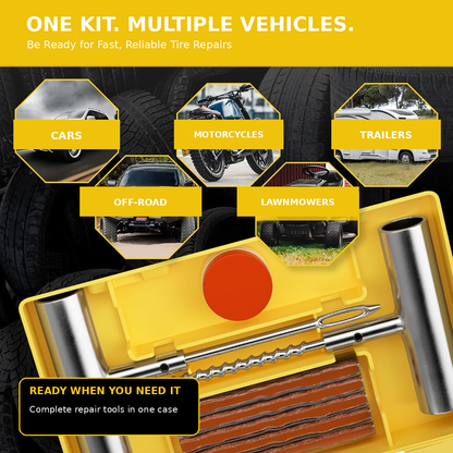 15-Piece Heavy-Duty Flat Tire Repair & Puncture Plug Kit