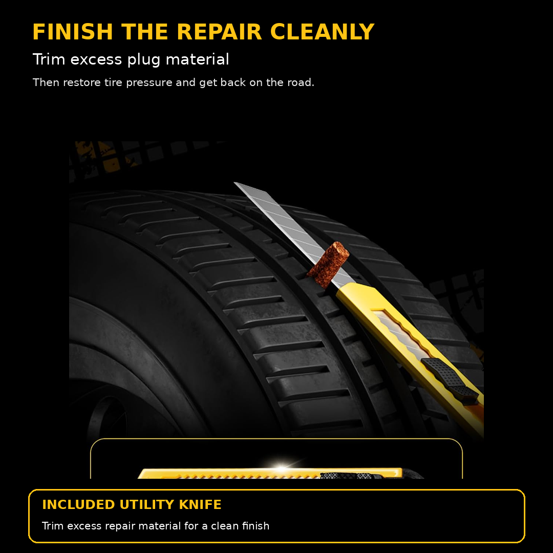 15-Piece Heavy-Duty Flat Tire Repair & Puncture Plug Kit