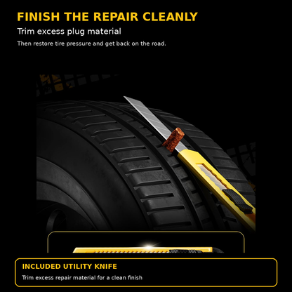 15-Piece Heavy-Duty Flat Tire Repair & Puncture Plug Kit