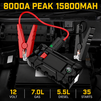 8000A 12V Car Battery Jump Starter – Portable Jump Box