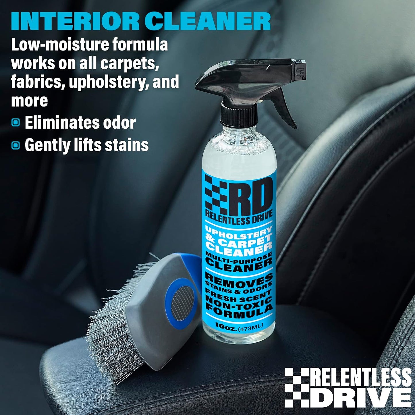 Car Carpet & Upholstery Cleaner Kit – Seat Cleaner | Car Seat Shampoo, Upholstery Stain Remover, Carpet Cleaning Kit with Brush