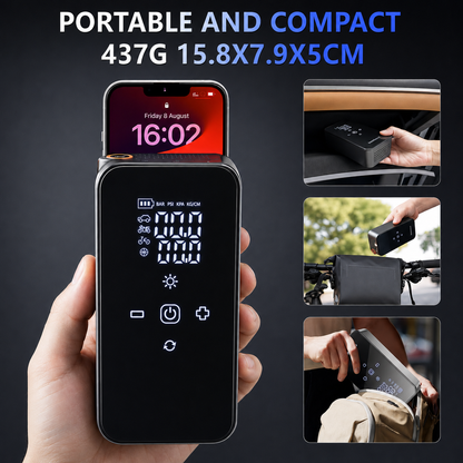 Inflador de Ruedas Portátil 150 PSI | Compresor Digital 4500 mAh + Powerbank