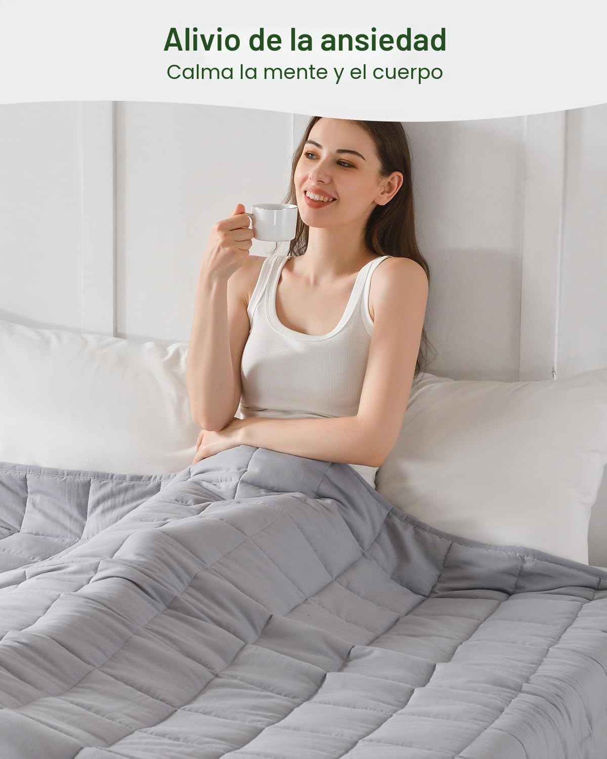 Manta Con Peso Para Adulto - 5,5 Kg - Manta Con Peso Transpirable - Material Suave Con Cuentas De Cristal Para Todas Las Estaciones - Para Sofá Cama - 120 X 180 Cm - Gris