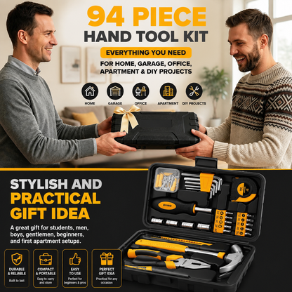 94-Piece Household DIY Tool Set with Storage Toolbox