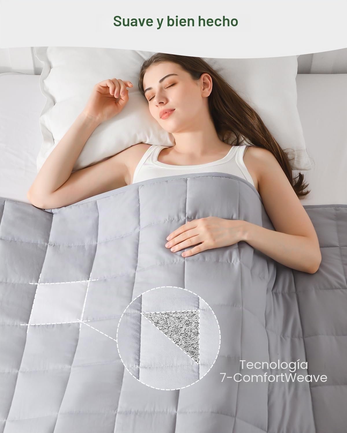 Manta Con Peso Para Adulto - 5,5 Kg - Manta Con Peso Transpirable - Material Suave Con Cuentas De Cristal Para Todas Las Estaciones - Para Sofá Cama - 120 X 180 Cm - Gris