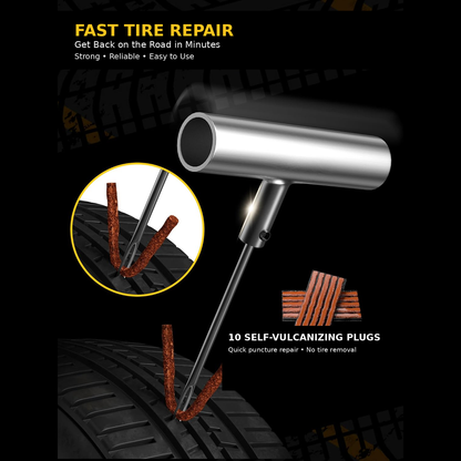 15-Piece Heavy-Duty Flat Tire Repair & Puncture Plug Kit