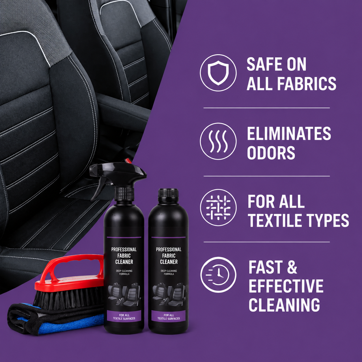 Professional Car Upholstery & Carpet Cleaner Kit – 1L