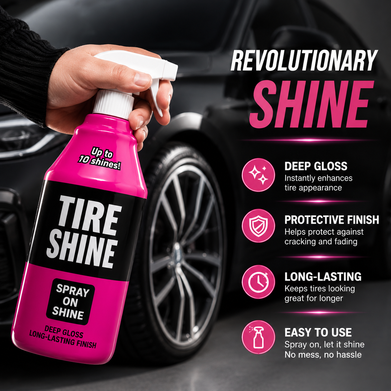 Instant Gloss Shine Spray for Cars & Motorcycles – Professional Mirror Finish – 1L Spray Bottle