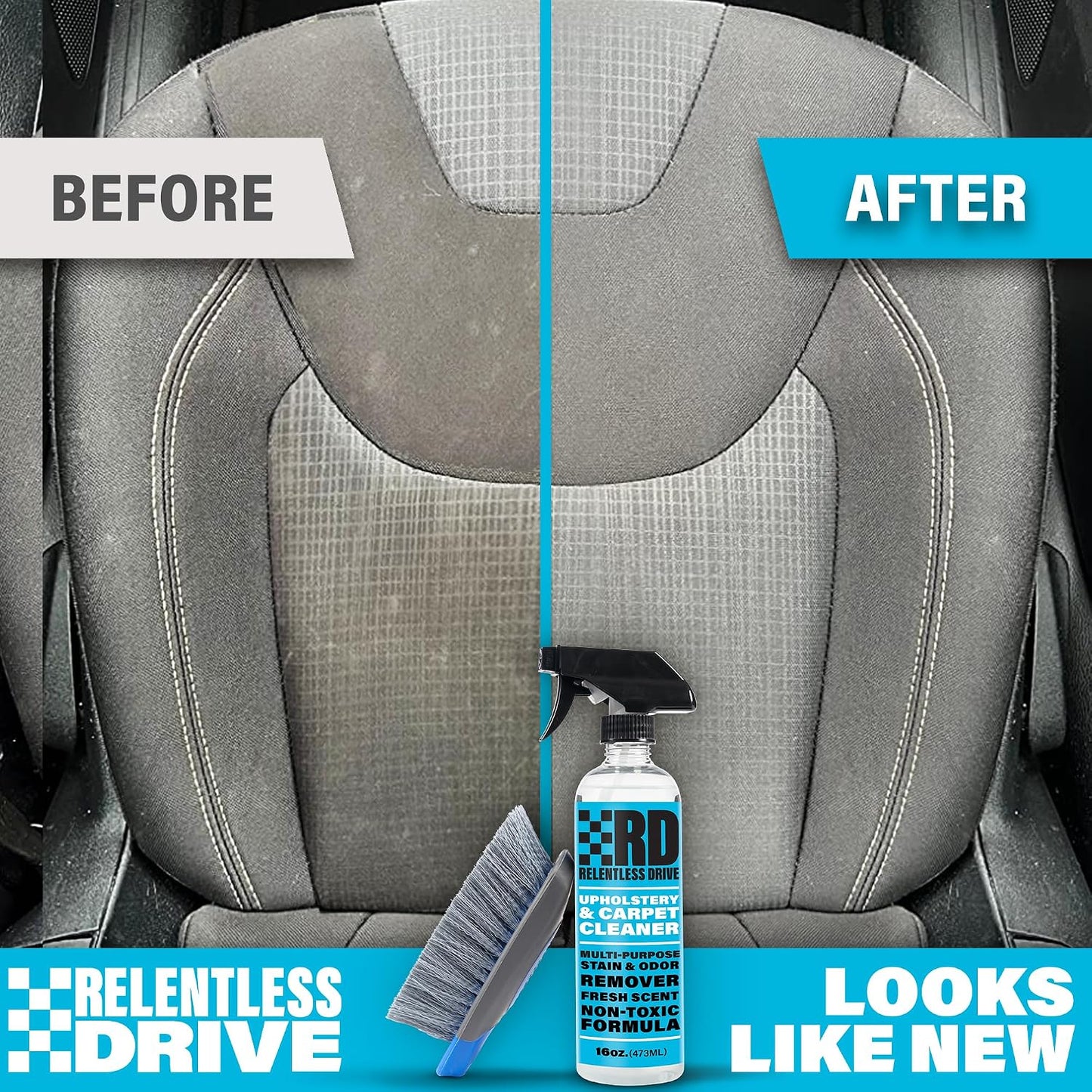Car Carpet & Upholstery Cleaner Kit – Seat Cleaner | Car Seat Shampoo, Upholstery Stain Remover, Carpet Cleaning Kit with Brush