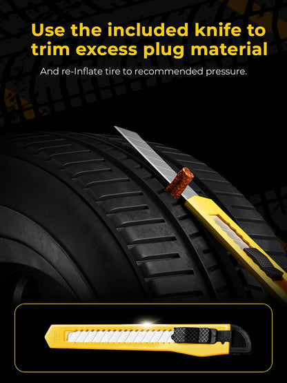 Flat Tire Repair Kit 15Pcs, Heavy Duty Tire Plug Kit to Fix Puncture | Tire Patch Kit with Portable Storage Case, Emergency Tool for Car, Motorcycle, ATV, UTV, RV, Trailer, Tractor, Jeep, and More