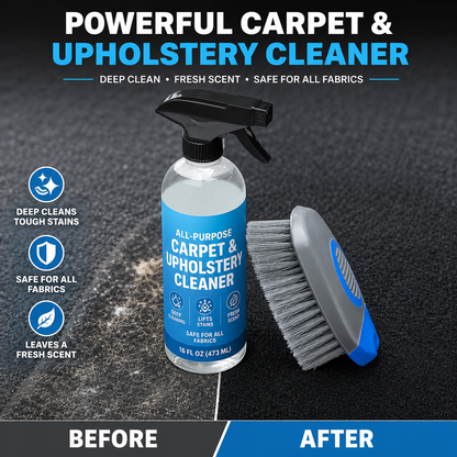 Pro Car Carpet & Upholstery Stain Remover Kit with Scrubbing Brush