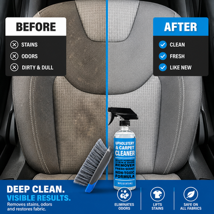 Pro Car Carpet & Upholstery Stain Remover Kit with Scrubbing Brush