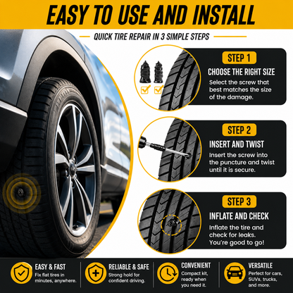 61-Piece Vacuum Tire Repair Rubber Nails & Plug Kit