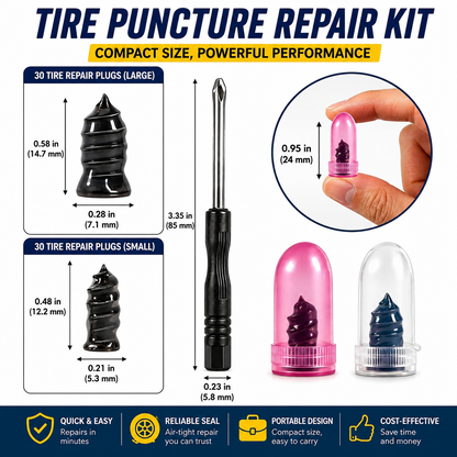 61-Piece Vacuum Tire Repair Rubber Nails & Plug Kit