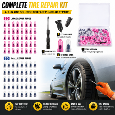 61-Piece Vacuum Tire Repair Rubber Nails & Plug Kit