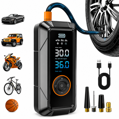 Ultra-Compact Cordless Portable Air Compressor & 150 PSI Digital Car Tire Inflator