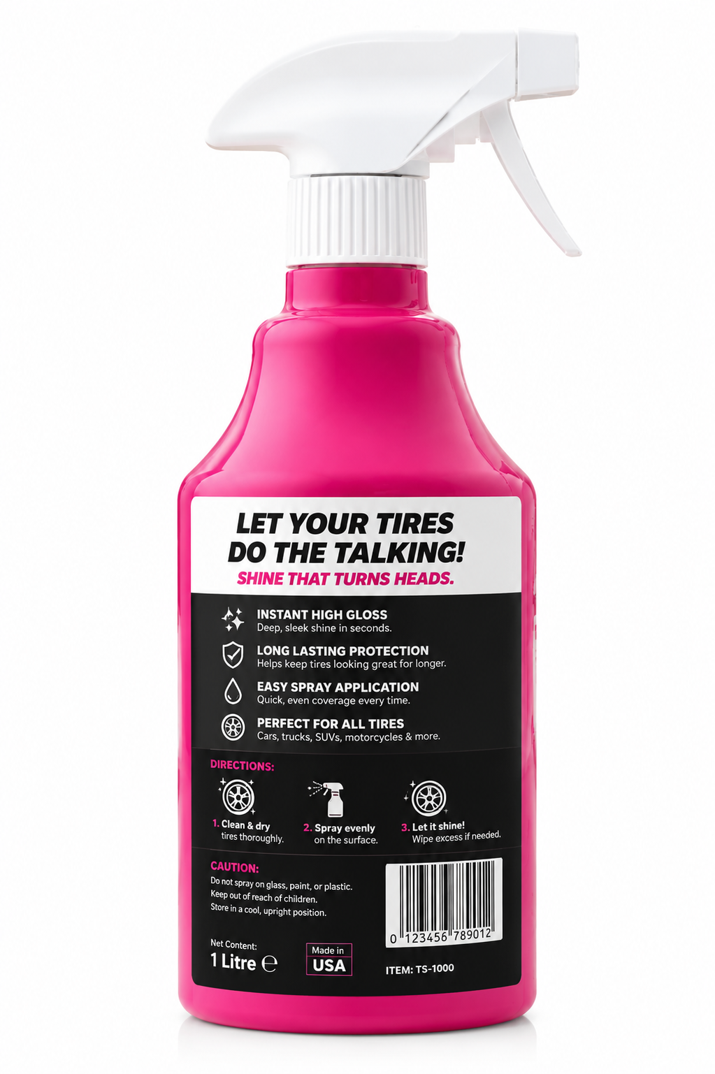 Instant Gloss Shine Spray for Cars & Motorcycles – Professional Mirror Finish – 1L Spray Bottle