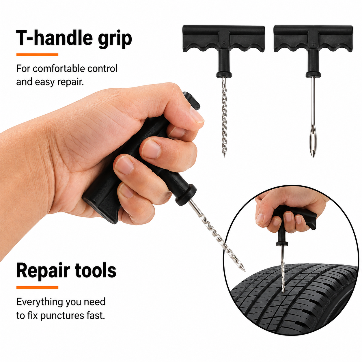 14-Piece Emergency Flat Tire Repair Kit for Cars & Motorcycles