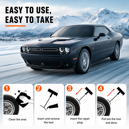 14-Piece Emergency Flat Tire Repair Kit for Cars & Motorcycles