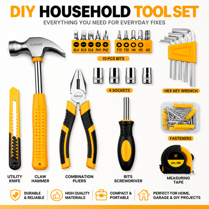 94-Piece Household DIY Tool Set with Storage Toolbox